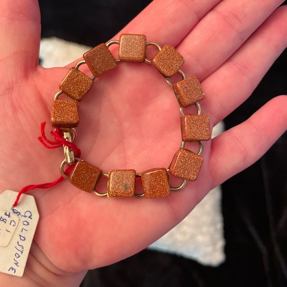 Vintage NWT Goldstone Bracelet 6 1/2” Around, Total of 11 Stones 60’s Was boxed - Picture 3 of 7